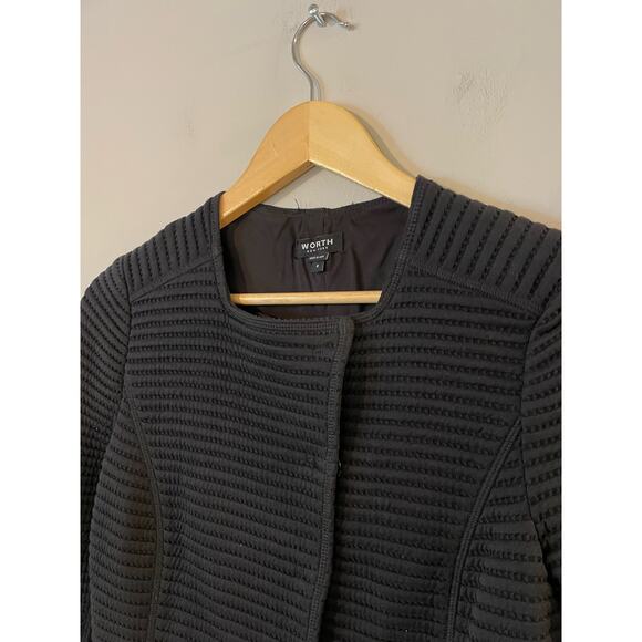 Worth Black Ribbed Snap Front Jacket 6 - Picture 2 of 8